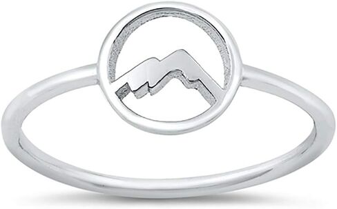 CloseoutWarehouse Rhodium Plated Sterling Silver Round Mountains Ring in Kuwait