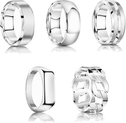 SMORI Mens Wedding Band Stainless Steel Rings for Men Simple Promise Engagement Ring Gold Plated Silver Plated Mens Rings Set 8MM Width Anillos Hombre Comfort Fit Size 8-12 in Saudi Arabia