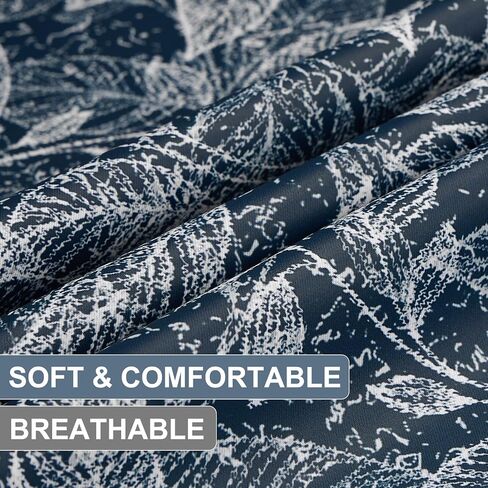 Navy Blue Botanical Leaf Blackout Curtains, Vintage Country Foliage Grommet Curtains, Thermal Insulated Sound Proof Window Drapes for Apartment Living Room Bedroom Home Office, 52" x 63" in Saudi Arabia