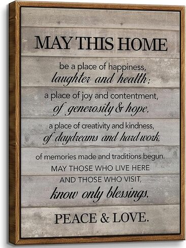 Framed Inspirational Wall Art May This Home Be a Place of Happiness Quote Wall Decor New Home Poster House Warming Gifts for Bedroom Living Room Word Artwork 8x10 Inch in Saudi Arabia