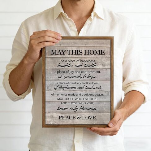 Framed Inspirational Wall Art May This Home Be a Place of Happiness Quote Wall Decor New Home Poster House Warming Gifts for Bedroom Living Room Word Artwork 8x10 Inch in Saudi Arabia