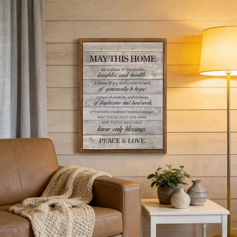 Framed Inspirational Wall Art May This Home Be a Place of Happiness Quote Wall Decor New Home Poster House Warming Gifts for Bedroom Living Room Word Artwork 8x10 Inch in Saudi Arabia