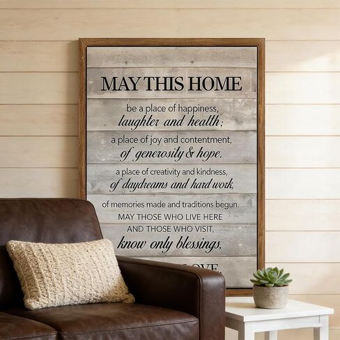 Framed Inspirational Wall Art May This Home Be a Place of Happiness Quote Wall Decor New Home Poster House Warming Gifts for Bedroom Living Room Word Artwork 8x10 Inch in Saudi Arabia