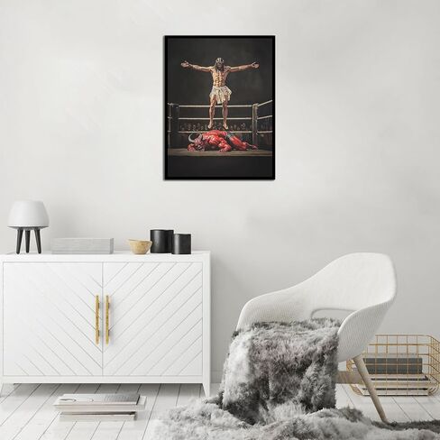 TracyArt Jesus Wall Art, Jesus Knocking Out Satan - Christian Wall Art, Unframed 13" x 17" in Saudi Arabia