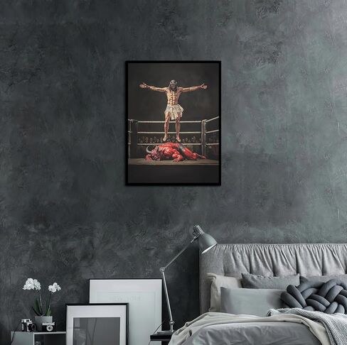 TracyArt Jesus Wall Art, Jesus Knocking Out Satan - Christian Wall Art, Unframed 13" x 17" in Saudi Arabia