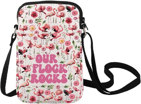 LEVLO Pink Flamingo Crossbody Bag Flamingo Lover Gift Our Flock Rocks Flamingo Shoulder Bag Flamingo Bird Merchandise in Kuwait