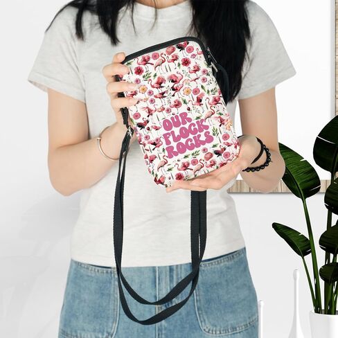 LEVLO Pink Flamingo Crossbody Bag Flamingo Lover Gift Our Flock Rocks Flamingo Shoulder Bag Flamingo Bird Merchandise in Kuwait