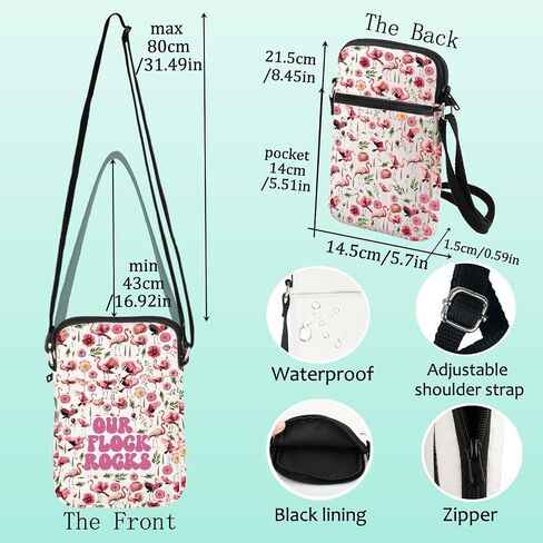 LEVLO Pink Flamingo Crossbody Bag Flamingo Lover Gift Our Flock Rocks Flamingo Shoulder Bag Flamingo Bird Merchandise in Kuwait
