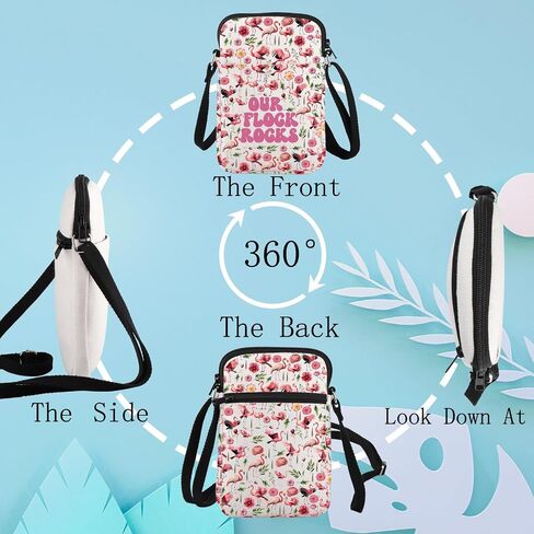 LEVLO Pink Flamingo Crossbody Bag Flamingo Lover Gift Our Flock Rocks Flamingo Shoulder Bag Flamingo Bird Merchandise in Kuwait