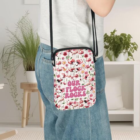 LEVLO Pink Flamingo Crossbody Bag Flamingo Lover Gift Our Flock Rocks Flamingo Shoulder Bag Flamingo Bird Merchandise in Kuwait