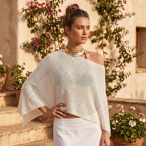 Women's Sheer Poncho Top Crochet Knit Mesh Shrug Lightweight Summer Beach Cover Up for Vacation in Saudi Arabia