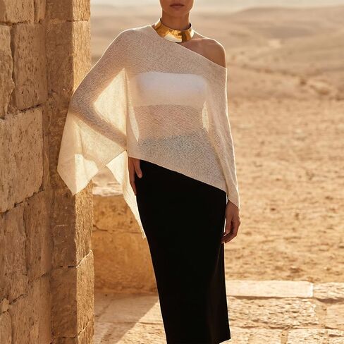 Women's Sheer Poncho Top Crochet Knit Mesh Shrug Lightweight Summer Beach Cover Up for Vacation in Saudi Arabia