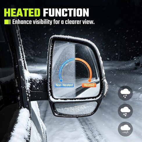 Passenger Side Mirror for 2015-2022 RAM ProMaster City, Right Side Power Adjusted Heated Door Mirror with Turn Signal and Manual Folding in Kuwait
