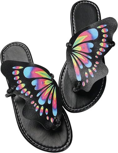 BEAUDRM Women's Boho Butterfly Thong Sandals Open Toe Leather Flip Flops Dressy Flat Sandals Summer Vacation Beach Slippers in Saudi Arabia