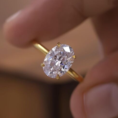 1ct Shiny Oval Engagement Ring, Gold Plated Copper, Wedding & Eternal Ring, Exquisite Jewelry Gift for Women in Kuwait