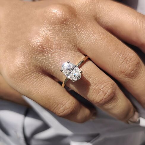 1ct Shiny Oval Engagement Ring, Gold Plated Copper, Wedding & Eternal Ring, Exquisite Jewelry Gift for Women in Kuwait