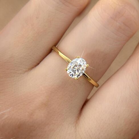 1ct Shiny Oval Engagement Ring, Gold Plated Copper, Wedding & Eternal Ring, Exquisite Jewelry Gift for Women in Kuwait