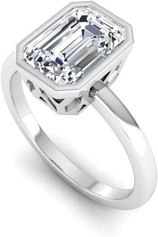 IGI Certified 2 Carat Emerald Cut Lab Grown Diamond 14K Gold Bezel Set Solitaire Engagement Ring for Women (E, VVS2) in Saudi Arabia