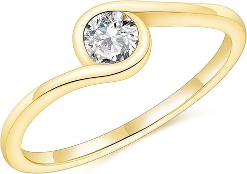 Monkton 1.5mm S925 Sterling Silver Engagement Ring Cubic Zirconia Dainty Swirl Twisted Minimalist Stackable Band for Women Hypoallergenic Size 4-10 in Saudi Arabia