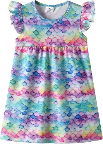 DXTON Toddler Girls Dress: Summer Floral Short Sleeve Casual Dress for Little Kids 3-8 Years, A-line Sundress for School Play in Saudi Arabia