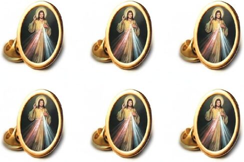 Divine Mercy Lapel Pin (Divina Misericordia) – Gold Tone 0.75" Catholic Religious Pin, Jesus I Trust in You, Faith Accessory in Kuwait