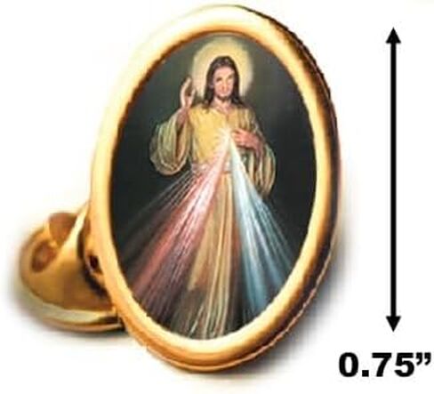 Divine Mercy Lapel Pin (Divina Misericordia) – Gold Tone 0.75" Catholic Religious Pin, Jesus I Trust in You, Faith Accessory in Kuwait
