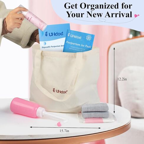 UHdod Postpartum Essentials Kit, Postpartum Care Recovery Kit for New Mom Labor Delivery, Includes Disposable Underwear, Instant Ice Pads, Cooling Spray, Soothing Liners, Peri Bottle, Birthing Comb in Saudi Arabia