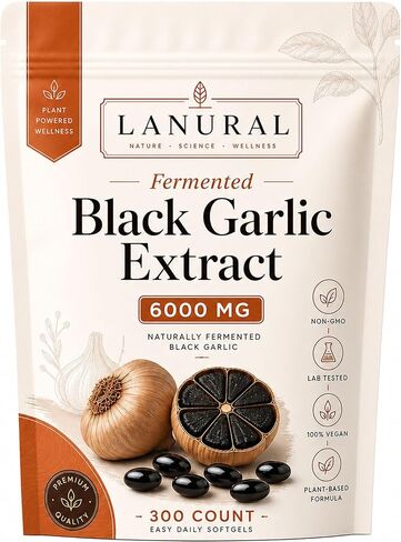 Fermented Black Garlic Extract, Odorless Garlic Capsules, Plant Based Herbal Supplement for Adults, Daily Wellness Routine, 300 Capsules (1) in Kuwait