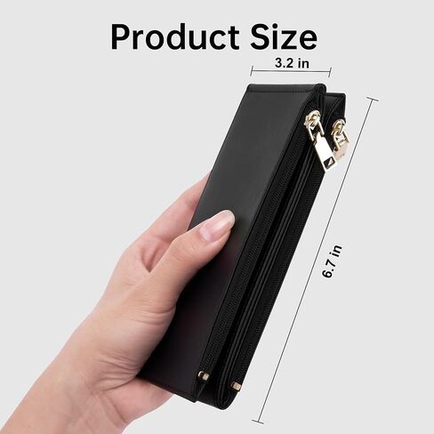 Mayski Slim RFID Wallet Women Small Credit Card Holder Trifold N Shaped Card Case with Zipper Pocket(Black) in Saudi Arabia