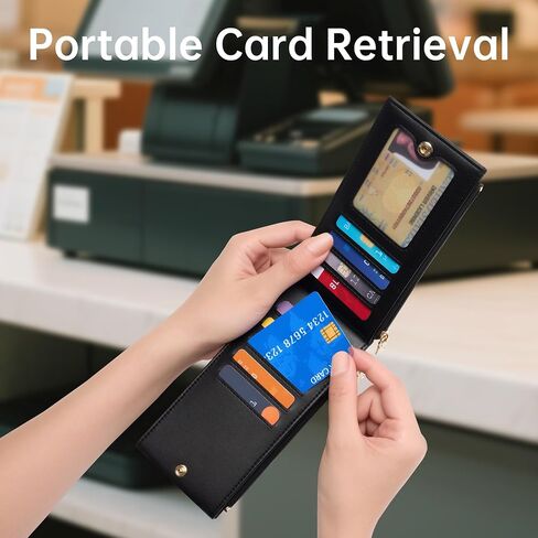 Mayski Slim RFID Wallet Women Small Credit Card Holder Trifold N Shaped Card Case with Zipper Pocket(Black) in Saudi Arabia