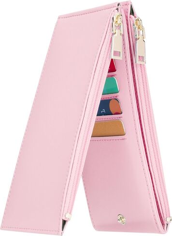 Mayski Slim RFID Wallet Women Small Credit Card Holder Trifold N Shaped Card Case with Zipper Pocket(Black) in Saudi Arabia