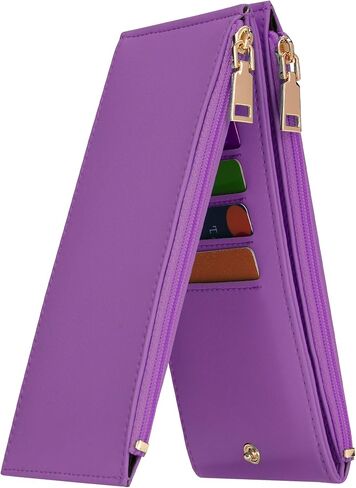 Mayski Slim RFID Wallet Women Small Credit Card Holder Trifold N Shaped Card Case with Zipper Pocket(Black) in Saudi Arabia