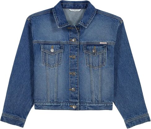 Calvin Klein Girls' Lightweight Jean Jacket, Denim With Button Closure, Casual Style in Kuwait