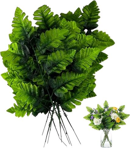 24 Pack 16inch Seven-Branch Persian Leaves for Home Decor, Faux Fern Stems, Fern Stems Artificial Greenery, Wedding Centerpieces, and Floral Arrangements, Silk Flower Foliage in Saudi Arabia