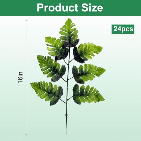24 Pack 16inch Seven-Branch Persian Leaves for Home Decor, Faux Fern Stems, Fern Stems Artificial Greenery, Wedding Centerpieces, and Floral Arrangements, Silk Flower Foliage in Saudi Arabia