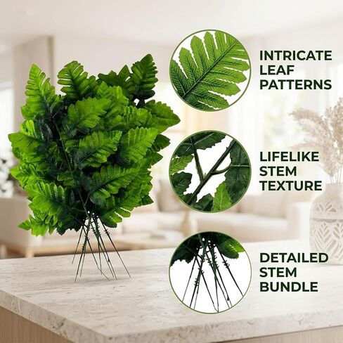 24 Pack 16inch Seven-Branch Persian Leaves for Home Decor, Faux Fern Stems, Fern Stems Artificial Greenery, Wedding Centerpieces, and Floral Arrangements, Silk Flower Foliage in Saudi Arabia