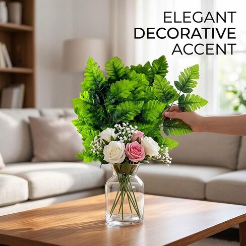 24 Pack 16inch Seven-Branch Persian Leaves for Home Decor, Faux Fern Stems, Fern Stems Artificial Greenery, Wedding Centerpieces, and Floral Arrangements, Silk Flower Foliage in Saudi Arabia