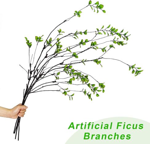 5 Pcs Artificial Ficus Branches for Vase, 38.5 Inch Faux Greenery Stems Realistic Flexible Faux Eucalyptus Stems Fake Plants for Office Home Tables Centerpieces Vase Filler Decoration in Saudi Arabia