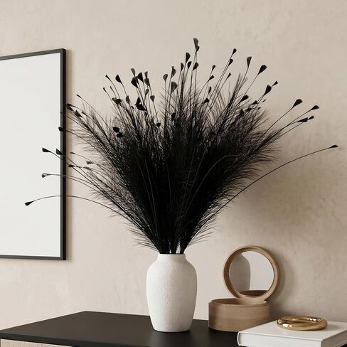 Black Pampas Grass Decor 4pcs 25 Inch Faux Pampas Grass ， Artificial Pampas for Boho Home Decor, Table Decorations ，Wedding Centerpieces & Vase Filler in Saudi Arabia