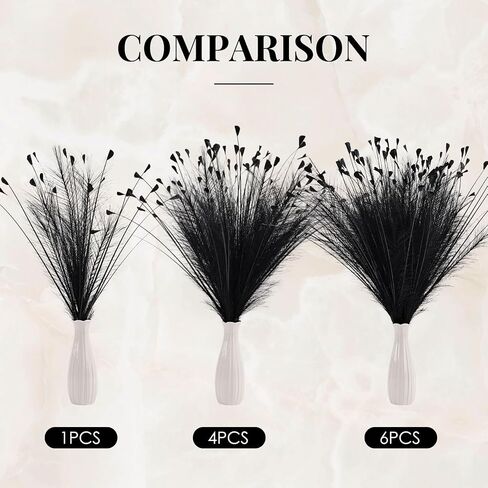 Black Pampas Grass Decor 4pcs 25 Inch Faux Pampas Grass ， Artificial Pampas for Boho Home Decor, Table Decorations ，Wedding Centerpieces & Vase Filler in Saudi Arabia