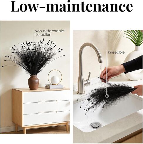 Black Pampas Grass Decor 4pcs 25 Inch Faux Pampas Grass ， Artificial Pampas for Boho Home Decor, Table Decorations ，Wedding Centerpieces & Vase Filler in Saudi Arabia