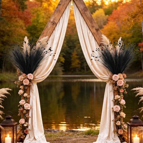 Black Pampas Grass Decor 4pcs 25 Inch Faux Pampas Grass ， Artificial Pampas for Boho Home Decor, Table Decorations ，Wedding Centerpieces & Vase Filler in Saudi Arabia