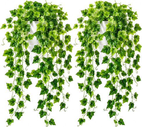 WHANLEY 36" Fake Pothos Hanging Plant in Pot, Artificial Hanging Plant with 168 Lush Leaves & Decorative Stones, Faux Potted Trailing Ivy Vine for Indoor Shelf Bathroom Bedroom Home Decor, 1 Pack in Saudi Arabia