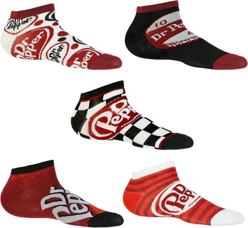 مجموعة من 5 جوارب للكاحل بدون عرض من Culture Fly Dr. Pepper Mix and Match Logo Designs للبالغين، 5 أزواج in Kuwait
