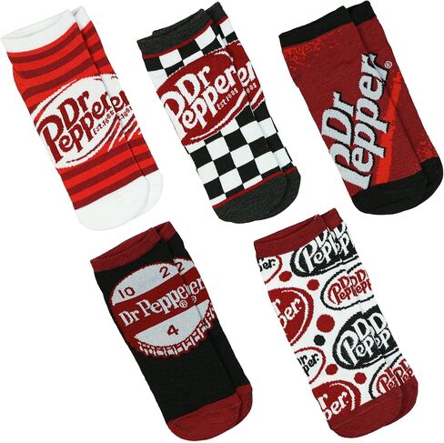مجموعة من 5 جوارب للكاحل بدون عرض من Culture Fly Dr. Pepper Mix and Match Logo Designs للبالغين، 5 أزواج in Kuwait