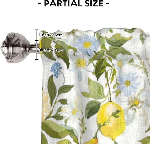 Valance for Windows Yellow Lemon Blue White Floral Kitchen Curtains Valances Rod Pocket Print Window Treatment Short Topper Curtains for Living Room Bedroom Bathroom 1 Panel 54x18inch in Saudi Arabia