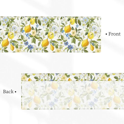 Valance for Windows Yellow Lemon Blue White Floral Kitchen Curtains Valances Rod Pocket Print Window Treatment Short Topper Curtains for Living Room Bedroom Bathroom 1 Panel 54x18inch in Saudi Arabia