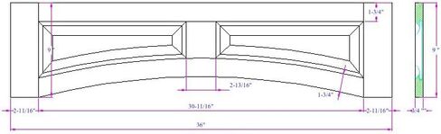 Castlewood Arched Raised Panel Valance, 36" W x 9" H x 3/4" D- Red Oak in Saudi Arabia