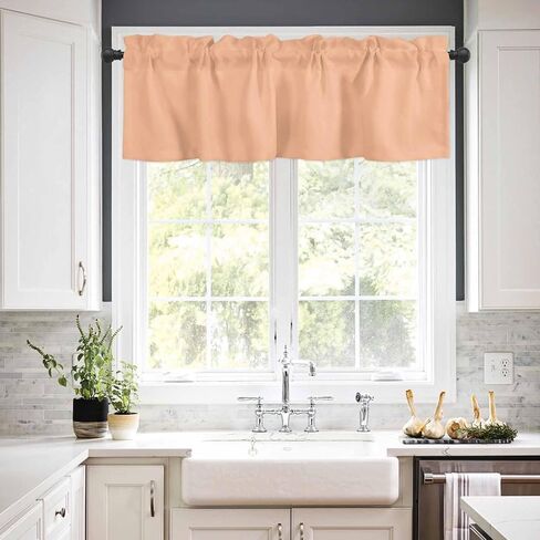DecorLovee Peach Fuzz Curtain Valances for Windows Living Room, Modern Pure Peach Fuzz Curtain Toppers and Valances for Bedroom, Rod Pocket Curtains Kitchen Valances 42 Inch Wide by 12 Inch Long in Saudi Arabia