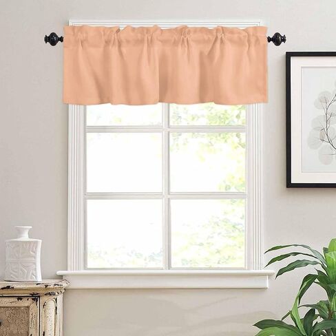 DecorLovee Peach Fuzz Curtain Valances for Windows Living Room, Modern Pure Peach Fuzz Curtain Toppers and Valances for Bedroom, Rod Pocket Curtains Kitchen Valances 42 Inch Wide by 12 Inch Long in Saudi Arabia